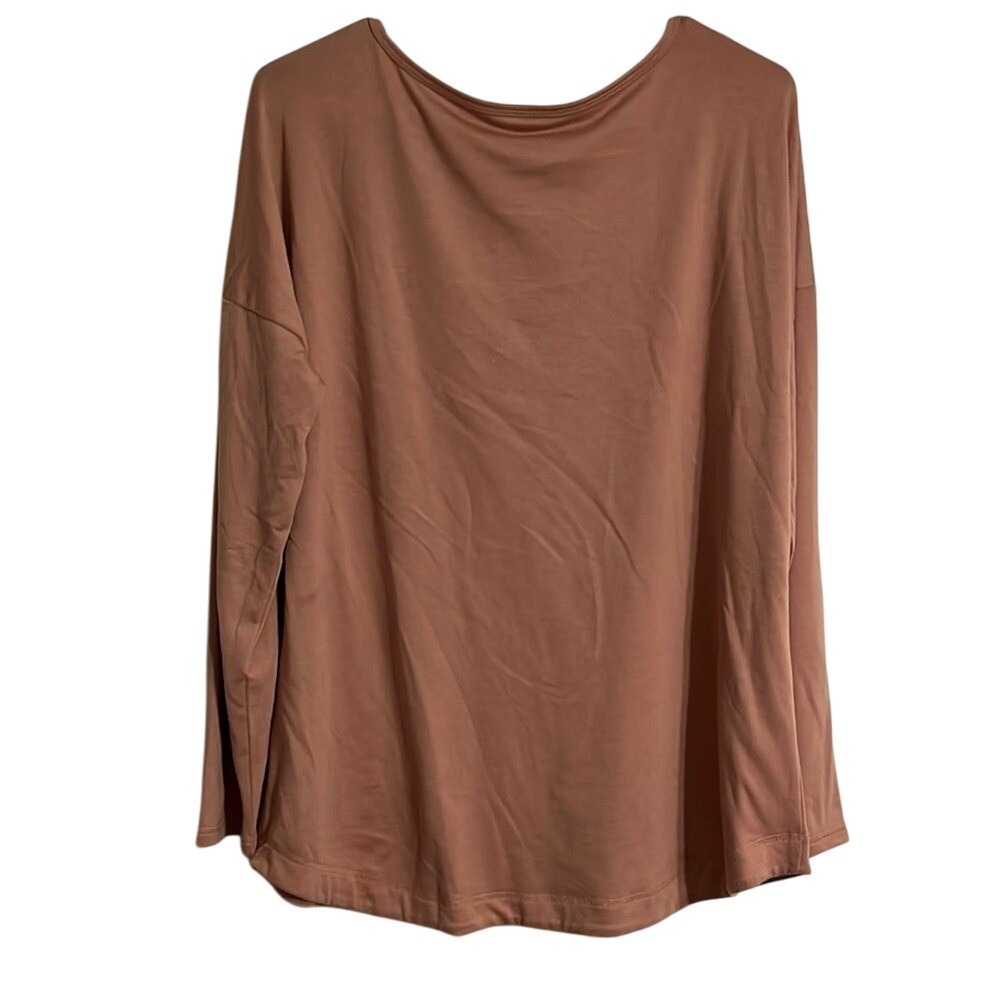 Ideology Brown Tunic Long‎ Sleeve Crew Neck T-Shirt Relaxed Fit Soft Comfy Tee - Picture 5 of 5